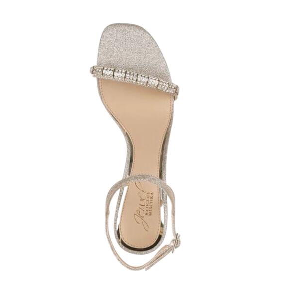 Badgley Mischka Womens Charlee Embellished Evening Sandals Silver Glitter Size 8 - Picture 4 of 5